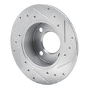 R1 82-98 Audi Cabriolet Rear Left Drilled & Slotted Silver Brake Rotor