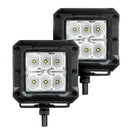 Go Rhino Xplor Bright Series Cube LED Flood Light Kit (Surface/Threaded Stud Mount) 3x3 - Blk (Pair)