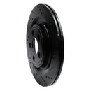 R1 06-15 Jaguar Super V8 Rear Right Drilled & Slotted Black Brake Rotor