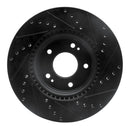 R1 20-25 Hyundai Kona Front Left Drilled & Slotted Black Brake Rotor