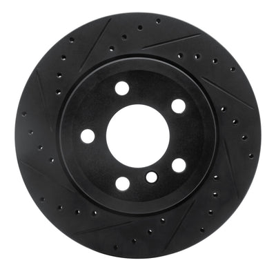 R1 07-19 BMW X5 Rear Left Drilled & Slotted Black Brake Rotor