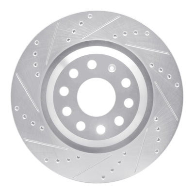 R1 06-25 Audi A3 Quattro Rear Left Drilled & Slotted Silver Brake Rotor