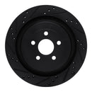 R1 19-24 Ford Edge Rear Left Drilled & Slotted Black Brake Rotor