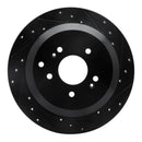 R1 07-12 Hyundai Veracruz Rear Right Drilled & Slotted Black Brake Rotor