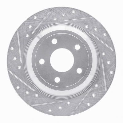 R1 2016-2025 Ford Bronco Sport Rear Left Drilled & Slotted Silver Brake Rotor