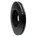 R1 10-24 Jaguar XF Front Left Drilled & Slotted Black Brake Rotor