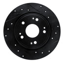R1 16-16 Honda CR-Z Rear Right Drilled & Slotted Black Brake Rotor