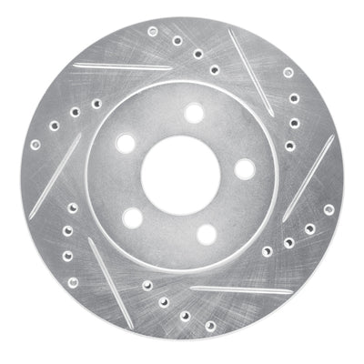 R1 86-90 Chrysler Town & Country Front Right Drilled & Slotted Silver Brake Rotor