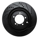 R1 03-06 Mitsubishi Lancer Rear Left Drilled & Slotted Black Brake Rotor