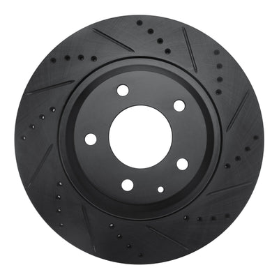 R1 04-11 Mazda RX-8 Rear Right Drilled & Slotted Black Brake Rotor