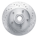 R1 94-02 Dodge B1500 Front Right Drilled & Slotted Silver Brake Rotor