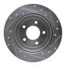 R1 97-07 Chrysler Town & Country Rear Left Drilled & Slotted Silver Brake Rotor