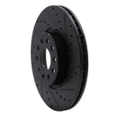R1 2005-2025 Audi A3 Quattro Front Right Drilled & Slotted Black Brake Rotor