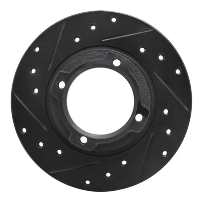 R1 85-91 Subaru GL-10 Rear Left Drilled & Slotted Black Brake Rotor
