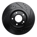 R1 09-15 Mitsubishi Lancer Front Right Drilled & Slotted Black Brake Rotor