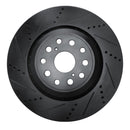 R1 07-23 Lexus LS500h Left Front Drilled & Slotted Black Brake Rotor