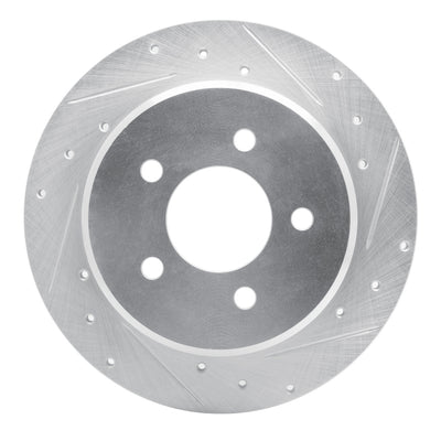 R1 97-07 Chrysler Town & Country Rear Right Drilled & Slotted Silver Brake Rotor