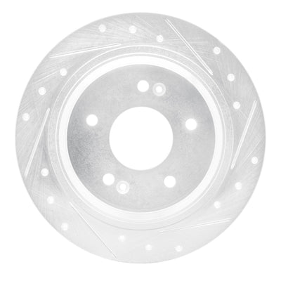 R1 18-25 Hyundai Kona Rear Right Drilled & Slotted Silver Brake Rotor