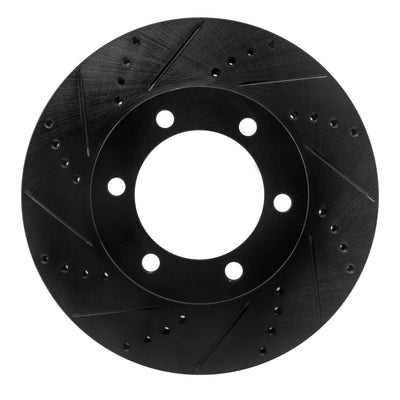 R1 00-07 Toyota TUNDRA Front Left Drilled & Slotted Black Brake Rotor