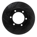 R1 00-07 Toyota TUNDRA Front Left Drilled & Slotted Black Brake Rotor