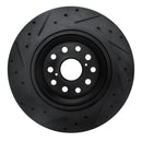 R1 07-17 Lexus LS460 Right Rear Drilled & Slotted Black Brake Rotor