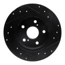 R1 11-16 Scion TC Rear Left Drilled & Slotted Black Brake Rotor