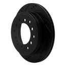 R1 2010-2024 Lexus GX460 Rear Left Drilled & Slotted Black Brake Rotor
