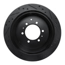 R1 1993-1997 Lexus LX450 Rear Left Drilled & Slotted Black Brake Rotor