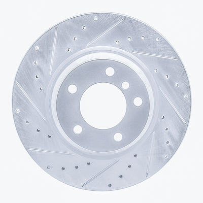 R1 06-12 BMW 330XI Front Left Drilled & Slotted Silver Brake Rotor