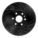 R1 10-16 Cadillac SRX Front Right Drilled & Slotted Black Brake Rotor