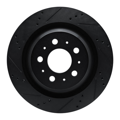 R1 2017-2025 Tesla Model 3 Rear Left Drilled & Slotted Black Brake Rotor