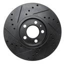 R1 96-98 Volkswagen Jetta Sedan Front Right Drilled & Slotted Black Brake Rotor