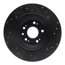 R1 09-14 Acura TL Rear Left Drilled & Slotted Black Brake Rotor