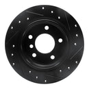 R1 95-99 BMW 318TI Rear Left Drilled & Slotted Black Brake Rotor