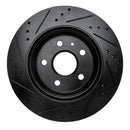 R1 10-25 Buick Regal Rear Right Drilled & Slotted Black Brake Rotor