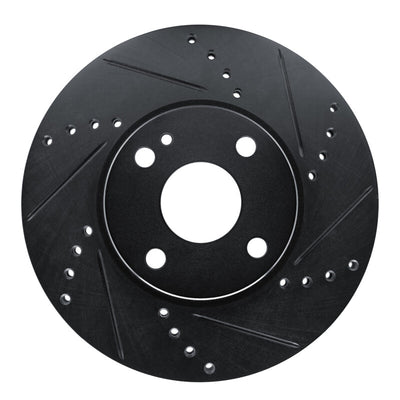 R1 16-25 Mazda 2 (Mexico) Front Right Drilled & Slotted Black Brake Rotor