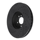 R1 08-19 BMW X5 Front Right Drilled & Slotted Black Brake Rotor