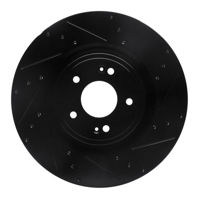 R1 18-22 Genesis G70 Front Right Drilled & Slotted Black Brake Rotor