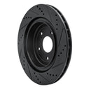 R1 06-13 Chevrolet Corvette Rear Left Drilled & Slotted Black Brake Rotor