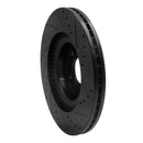 R1 10-16 Hyundai Genesis Coupe Front Left Drilled & Slotted Black Brake Rotor