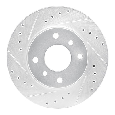 R1 90-92 Infiniti M30 Front Left Drilled & Slotted Silver Brake Rotor