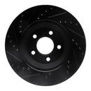 R1 05-14 Ford Mustang Front Right Drilled & Slotted Black Brake Rotor