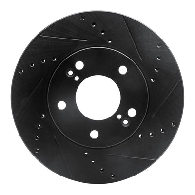 R1 01-03 Hyundai XG350 Front Right Drilled & Slotted Black Brake Rotor