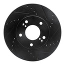 R1 01-03 Hyundai XG350 Front Right Drilled & Slotted Black Brake Rotor