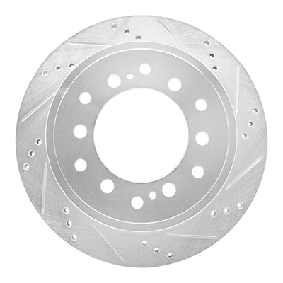 R1 10-24 Lexus GX460 Rear Right Drilled & Slotted Silver Brake Rotor