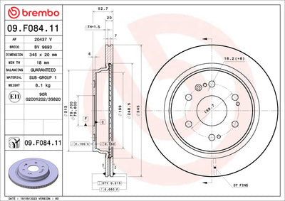 Brembo OE 21-22 Cadillac Escalade/2022 GMC Sierra 1500/21-22 Yukon UV Coated Brake Disc - Rear