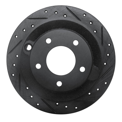 R1 95-02 Mazda Millenia Rear Right Drilled & Slotted Black Brake Rotor