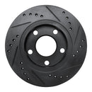 R1 00-02 Audi S4 Rear Left Drilled & Slotted Black Brake Rotor