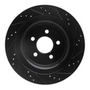 R1 15-23 Ford Mustang Rear Left Drilled & Slotted Black Brake Rotor