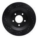 R1 99-04 Chrysler 300M Front Right Drilled & Slotted Black Brake Rotor